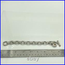 Judith Ripka Sterling Silver Heart Charm Large Link Chain Bracelet CZ 925 1.8 oz