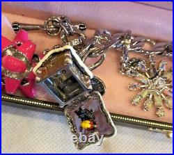 Juicy Couture Christmas Silver Tone Charm Bracelet W 6 Retired Charms