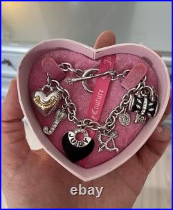 Juicy Couture Vintage Silver 5 Charm Bracelet, Y2K, VHTF, 2008, G&P Juicy, New Juicy Couture Vintage Silver 5 Charm Bracelet, Y2K, VHTF, 2008, G&P Juicy, New