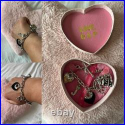 Juicy Couture Vintage Silver 5 Charm Bracelet, Y2K, VHTF, 2008, G&P Juicy, New Juicy Couture Vintage Silver 5 Charm Bracelet, Y2K, VHTF, 2008, G&P Juicy, New