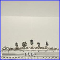 KBN Rolo Charm Bracelet Sterling Silver, 7.5, 43.4 Grams, Rose, Purse, Crown KBN Rolo Charm Bracelet Sterling Silver, 7.5, 43.4 Grams, Rose, Purse, Crown