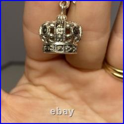 KBN Rolo Charm Bracelet Sterling Silver, 7.5, 43.4 Grams, Rose, Purse, Crown KBN Rolo Charm Bracelet Sterling Silver, 7.5, 43.4 Grams, Rose, Purse, Crown