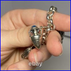 KBN Rolo Charm Bracelet Sterling Silver, 7.5, 43.4 Grams, Rose, Purse, Crown KBN Rolo Charm Bracelet Sterling Silver, 7.5, 43.4 Grams, Rose, Purse, Crown