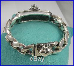 KING BABY Rare Sterling Silver Winged Heart Crown 135.5 Gram Thick Bracelet