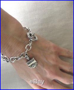 LAGOS Cable Chain Link Toggle Bracelet Sterling Silver with Engraved Acorn Charm