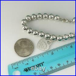 LARGE Return to Tiffany & Co Silver Heart Tag HardWear 8mm Bead Charm Bracelet