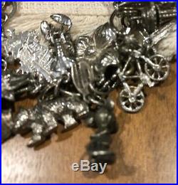 LOADED Vintage Sterling Silver Charm Bracelet Traveler 30 Charms