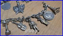 LOT of 3 Vintage 120g Sterling. 925 and. 800 Silver Charm Bracelets 24 Charms