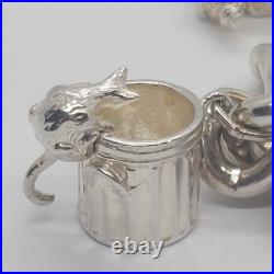 LOVELY 925 STERLING SILVER CHARM BRACELET WITH CHARMS HEAVY (75.92g) 7 INCH
