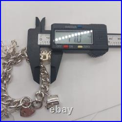LOVELY 925 STERLING SILVER CHARM BRACELET WITH CHARMS HEAVY (75.92g) 7 INCH