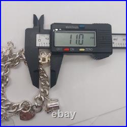 LOVELY 925 STERLING SILVER CHARM BRACELET WITH CHARMS HEAVY (75.92g) 7 INCH