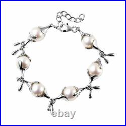 LUCY Q White Pearl Charm Bracelet in Silver Designer Metal Wt. 12.01 Grams