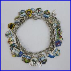 Ladies 800 Silver Charm Bracelet European Vintage 18cm 31 Charms