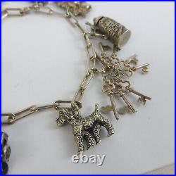 Ladies 835 Silver Charm Bracelet Vintage 19cm 10 Charms