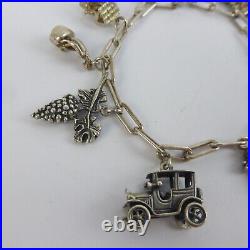 Ladies 835 Silver Charm Bracelet Vintage 19cm 10 Charms