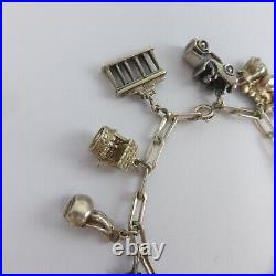 Ladies 835 Silver Charm Bracelet Vintage 19cm 10 Charms