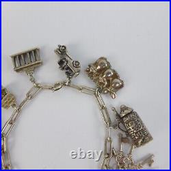 Ladies 835 Silver Charm Bracelet Vintage 19cm 10 Charms