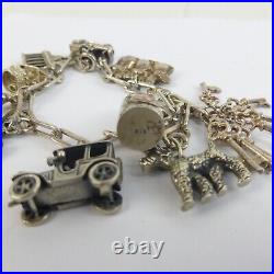 Ladies 835 Silver Charm Bracelet Vintage 19cm 10 Charms