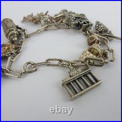 Ladies 835 Silver Charm Bracelet Vintage 19cm 10 Charms