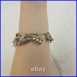 Ladies 835 Silver Charm Bracelet Vintage 19cm 10 Charms