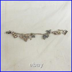 Ladies 835 Silver Charm Bracelet Vintage 19cm 10 Charms