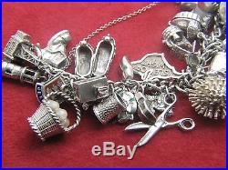 Ladies 925 Silver Charm Bracelet With 38 Charms 111.5g