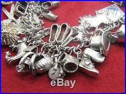 Ladies 925 Silver Charm Bracelet With 38 Charms 111.5g