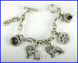 Ladies Genuine ARF 925 Solid Sterling Silver 7.00 Dog Charm Bracelet 77.6g