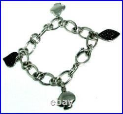 Ladies Womens 925 Sterling Silver Rare Charm Bracelet With Deck of Card Charms