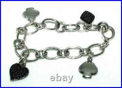 Ladies Womens 925 Sterling Silver Rare Charm Bracelet With Deck of Card Charms