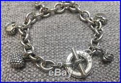 Lagos Caviar Heart Charm Toggle Cable Chain Sterling Silver Bracelet 7.5
