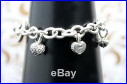 Lagos Multi Heart Charm Bracelet 925 Sterling Silver