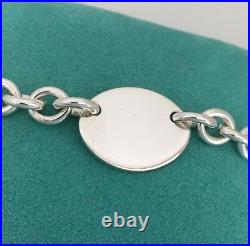 Large 8.5 Please Return To Tiffany & Co Sterling Silver Oval Tag Charm Bracelet