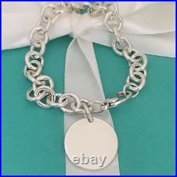 Large 8.75 Please Return to Tiffany & Co Silver Round Tag Dangle Charm Bracelet