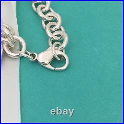 Large 8.75 Please Return to Tiffany & Co Silver Round Tag Dangle Charm Bracelet