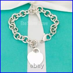 Large 9 Please Return to Tiffany & Co Silver Heart Tag Charm Bracelet