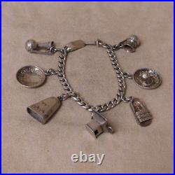Large Mexico Sterling Silver Charm Bracelet RO51 + Large Mexico Sterling Silver Charm Bracelet RO51 +