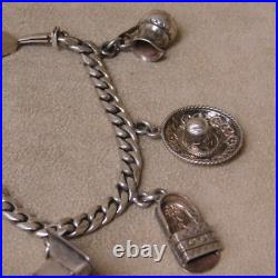 Large Mexico Sterling Silver Charm Bracelet RO51 + Large Mexico Sterling Silver Charm Bracelet RO51 +