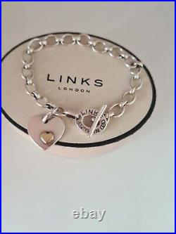 Links Of London Classic Sterling Silver & 18ct Heart Charm Bracelet