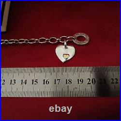 Links Of London Silver Classic T-bar Gold Heart Charm Bracelet In Fab Con Boxed