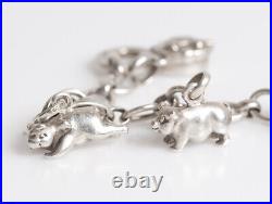 Links Of London Sterling Silver Charm Bracelet 6 Charms Pigs, Horse Etc Boxed