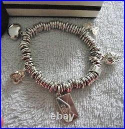 Links Of London Sweetie Charm Bracelet With 5 Charms Boxed Excellent