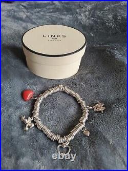 Links of London Love Themed Silver Sweetie bracelet With 5 Charms, Perfect Gift