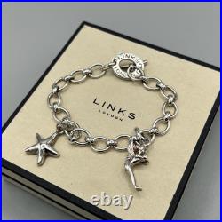 Links of London Silver T-Bar Bracelet with Two Charms with Box