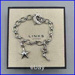 Links of London Silver T-Bar Bracelet with Two Charms with Box