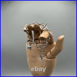 Links of London Silver T-Bar Bracelet with Two Charms with Box