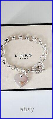 Links of London sterling silver Classic 18ct heart charm bracelet(2 days SALE)