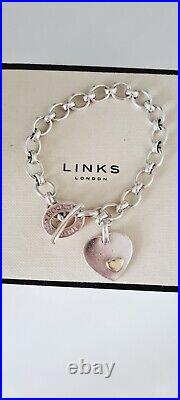 Links of London sterling silver Classic 18ct heart charm bracelet(2 days SALE)