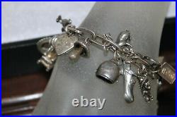 Loaded ANTIQUE Sterling Silver RARE 24 Charm Bracelet Heavy 70 g