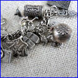 Loaded Sterling Silver 31 Charm Bracelet Lots of Articulated Moveable Vtg Disney